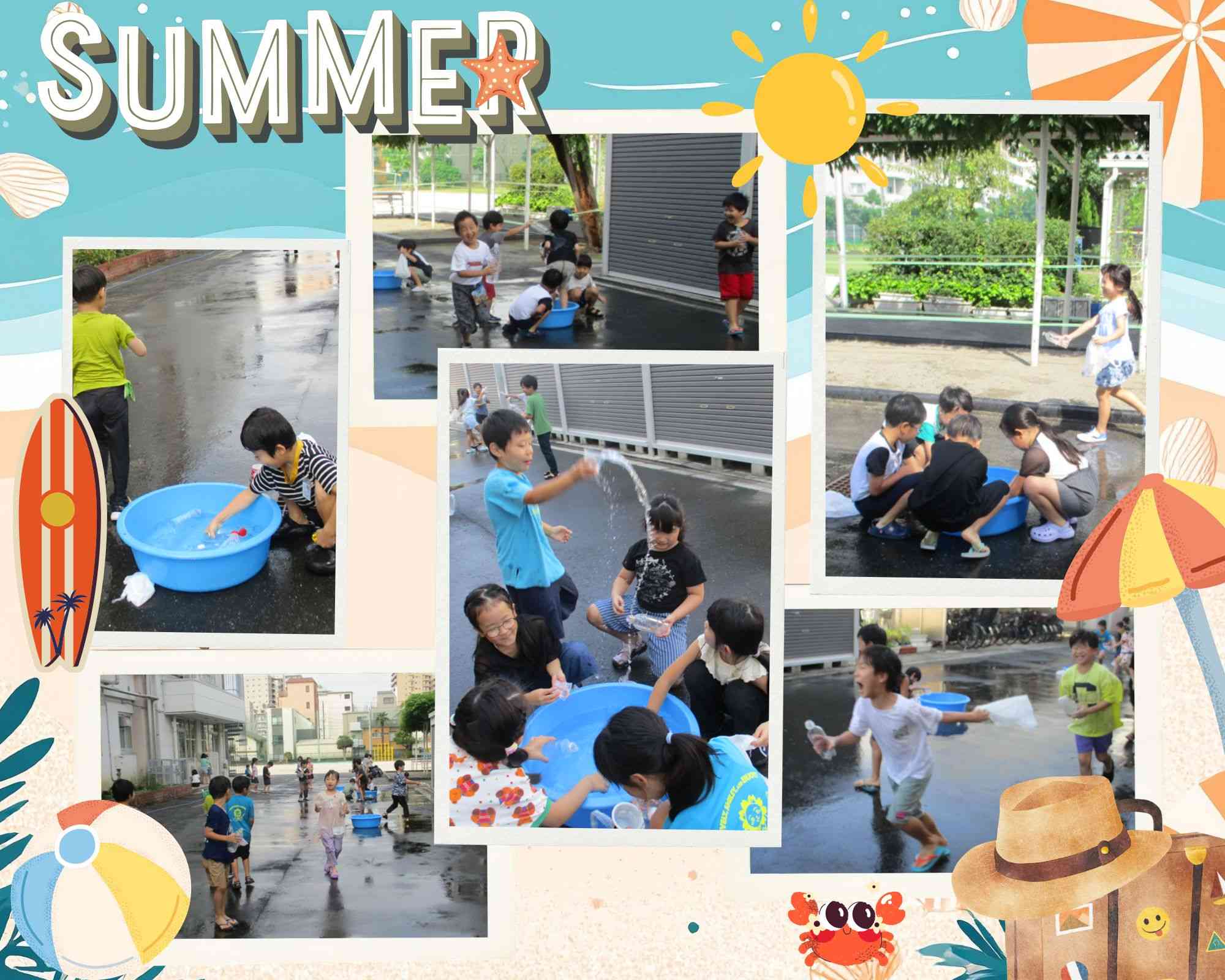 Blue Yellow and Orange Playful Summer Photo Collage
